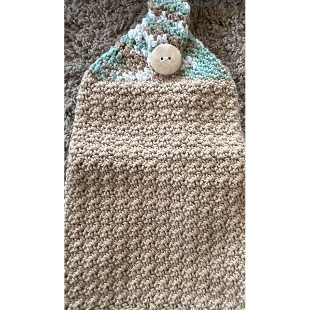 Crochet Afghan‎ Blanket Throw Lap Homemade Colorful Stripe 33x58.5 & Dish Towels